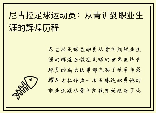 尼古拉足球运动员：从青训到职业生涯的辉煌历程